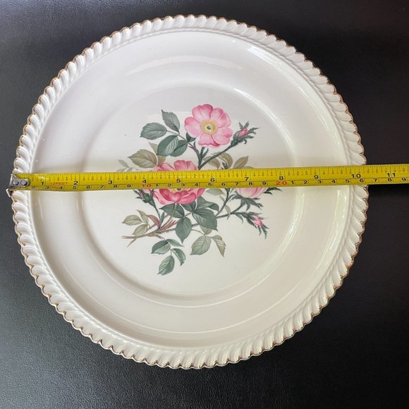 Vintage Harker Pottery Co Wild Rose plate platter 22k gold circa 1950s - Picture 6 of 9